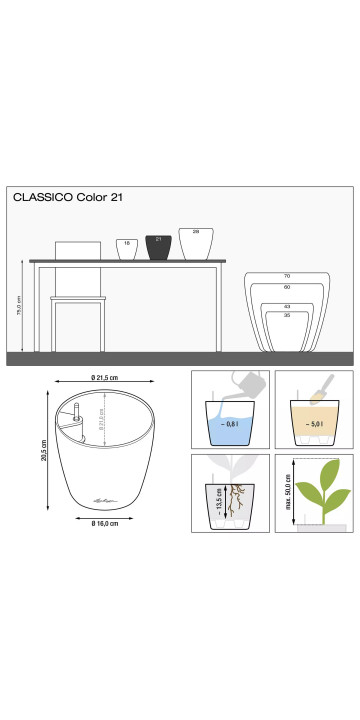 Вазон Classico Color 28 серый