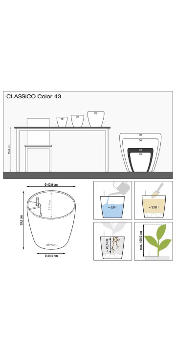 Кашпо Classico Color 43 серый