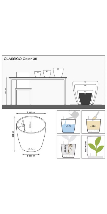 Вазон Classico Color 35 серый